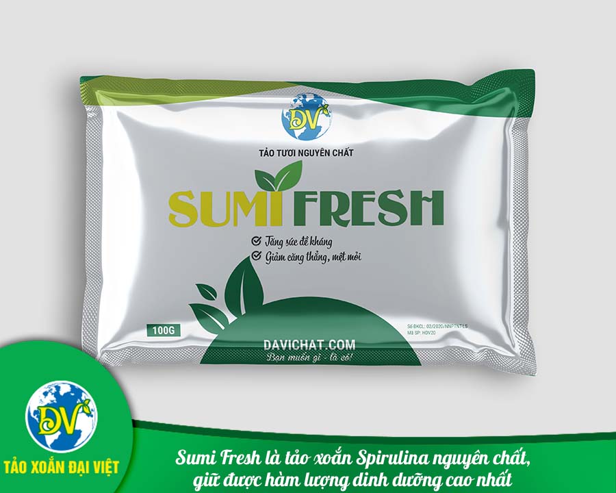 Sumi Fresh là tảo xoắn Spirulina nguyên chất, giữ được hàm lượng dinh dưỡng cao nhất Sumi Fresh là tảo xoắn Spirulina nguyên chất, giữ được hàm lượng dinh dưỡng cao nhất
