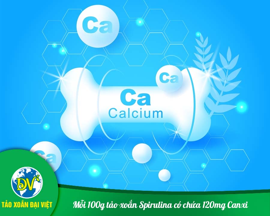 Mỗi 100g tảo xoắn Spirulina có chứa 120mg Canxi
