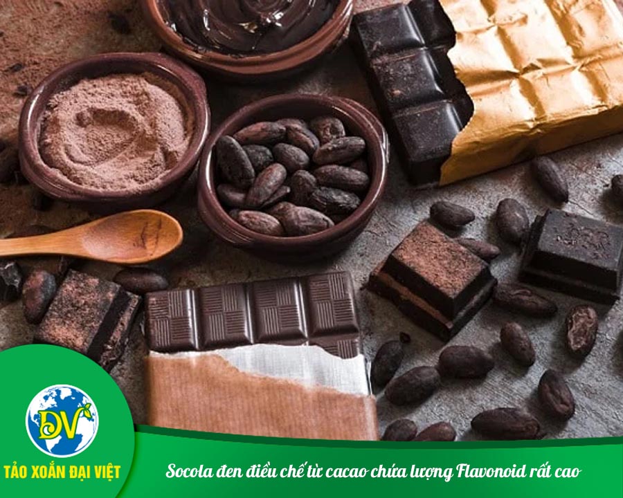 Socola đen điều chế từ cacao chứa lượng Flavonoid rất cao