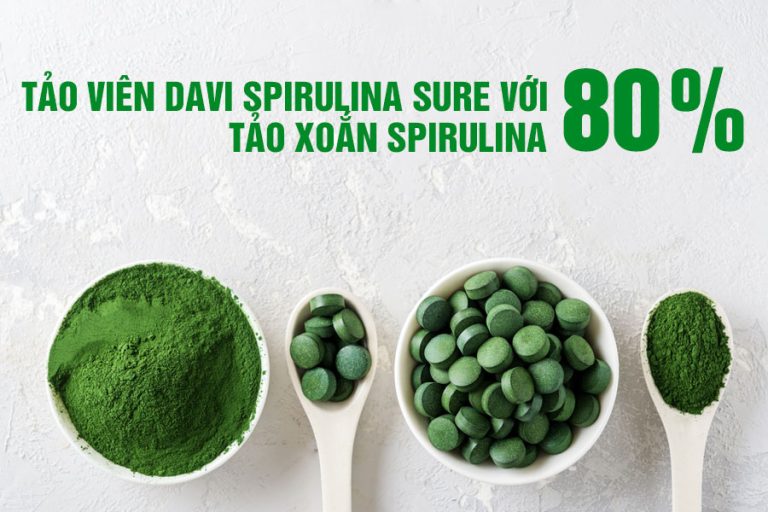 Tảo viên Davi Spirulina Sure Với 80% Tảo Xoắn Spirulina