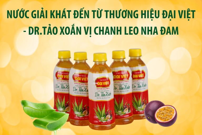 Nước giải khát đến từ thương hiệu Đại Việt – Dr Tảo xoắn vị chanh leo nha đam
